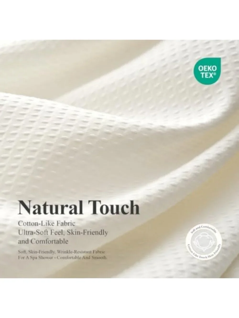Extra Long Cream Waffle Shower Curtain Set with Liner 72x84 - Stylish Bathroom